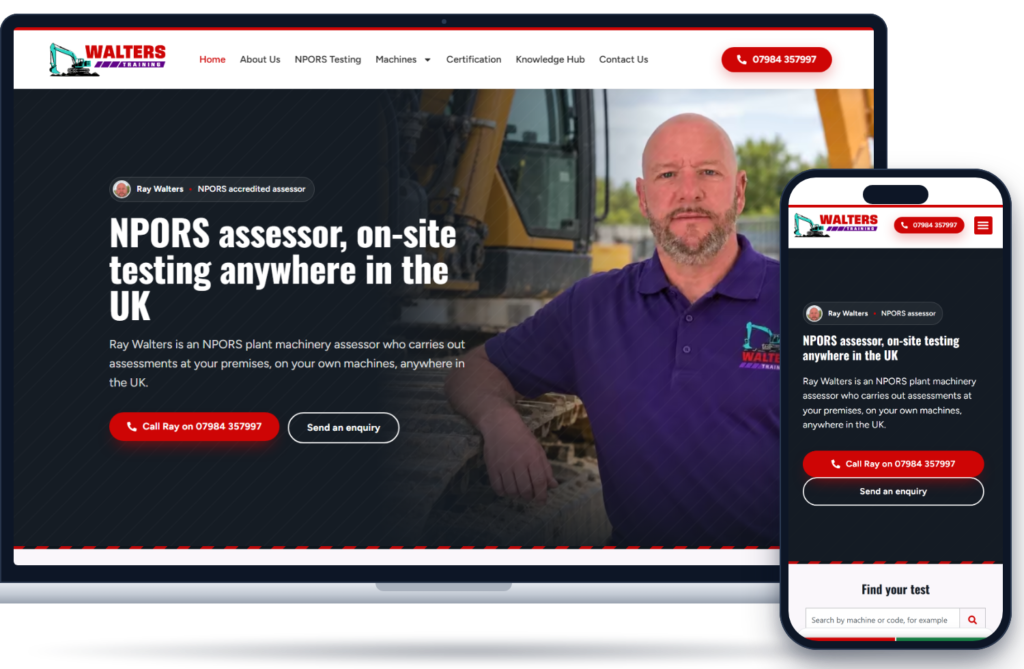 The Walters Training website we rebuilt, shown on a laptop and a phone